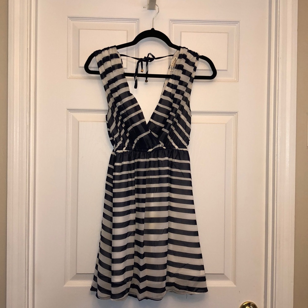 Navy & white striped sun dress